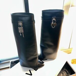 Givenchy Black Leather Tall Shark Boot